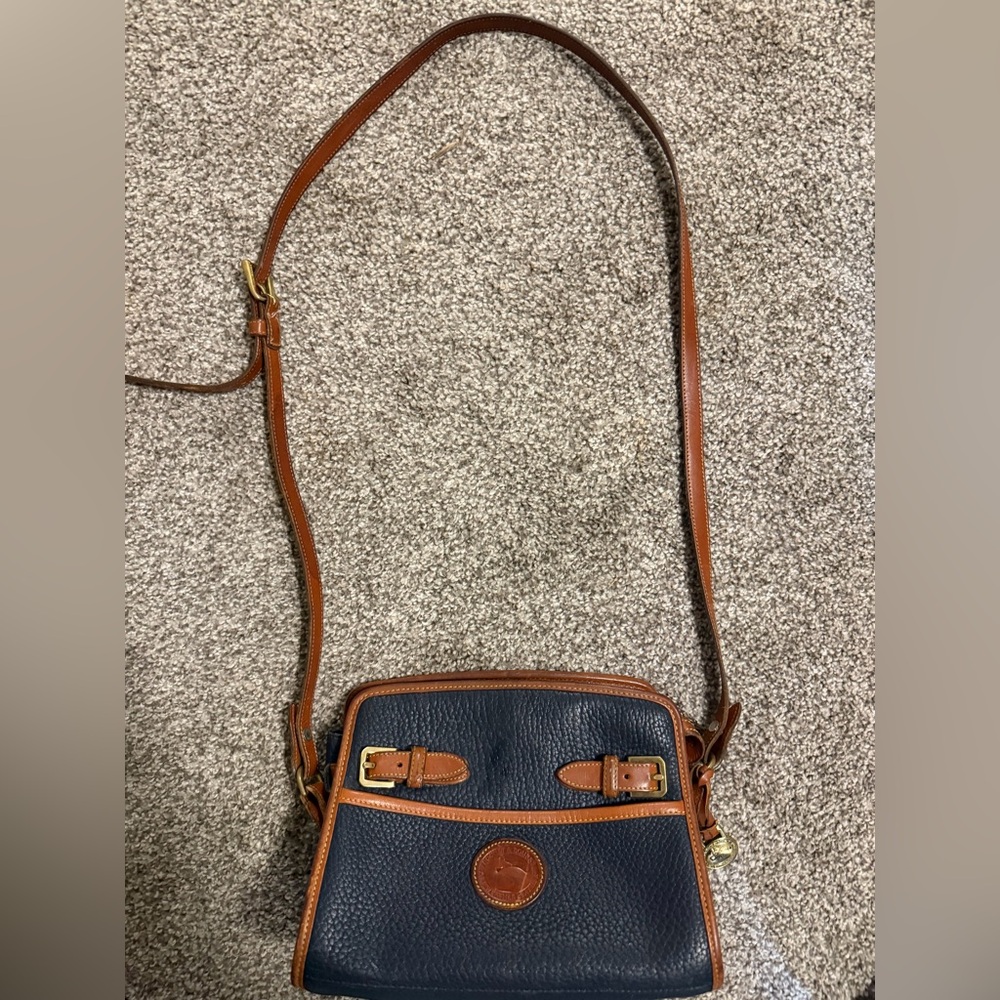 Dooney & Bourke Blue and Tan Leather Shoulder Bag